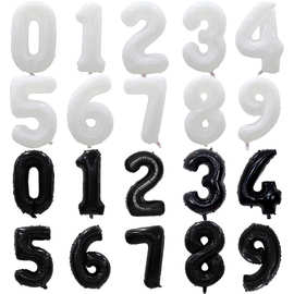 32寸装饰派对数字气球黑色白色铝箔气球生日派对场地布置数字气球