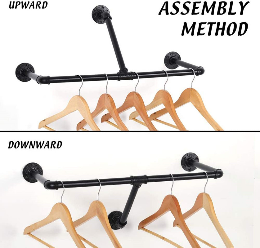 美式工业复古loft水管铁艺服装置物壁挂上墙架 服装店衣架展示架|ms