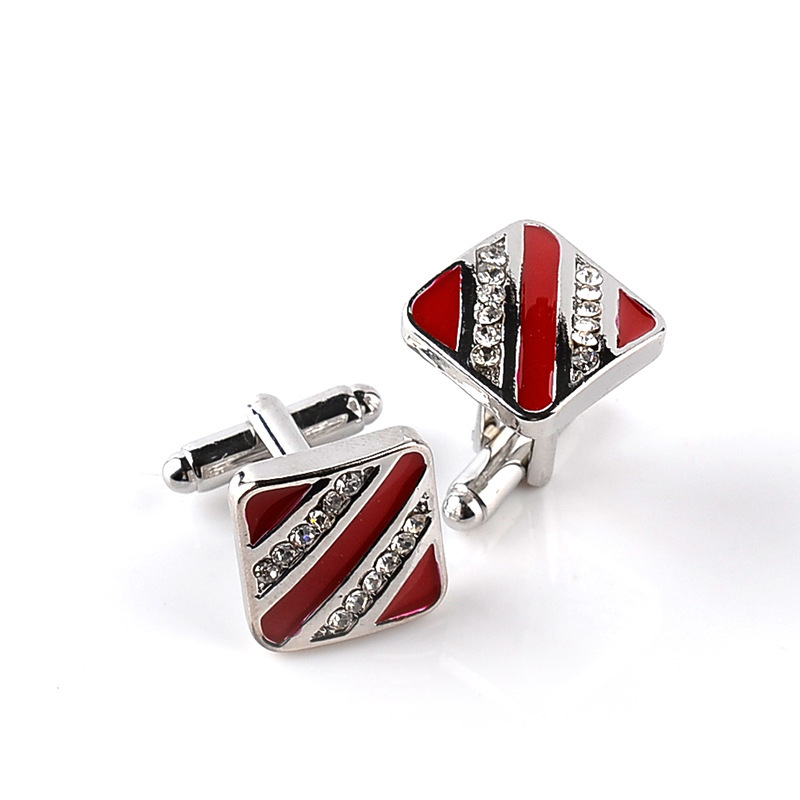 European French Geometric Diamond-studded Shirt Dress Cuff Links display picture 9