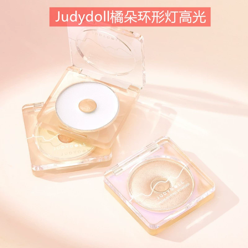 Кросс-бордерный хит продаж Judydoll: оранжевый однотонный кольцевой светильник с бриллиантовым блеском, тонкая пудра-хайлайтер для сияния кожи.
