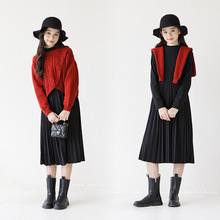 中大童洋气时髦小香风短款中国风毛衣长袖连衣裙套装新年衣服