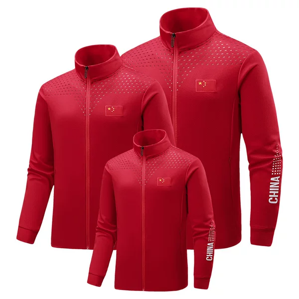 Spring and Autumn New Models of Chinese Team Parent-Child Sportswear, Coach Uniforms, Men's and Women's Sweatshirts, Cardigans, Jackets, Custom Wholesale