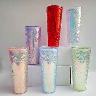 Cross-border new large-capacity double-layer diamond diamond cup high color value starry sky fireworks cup can be fixed logo can be wholesale