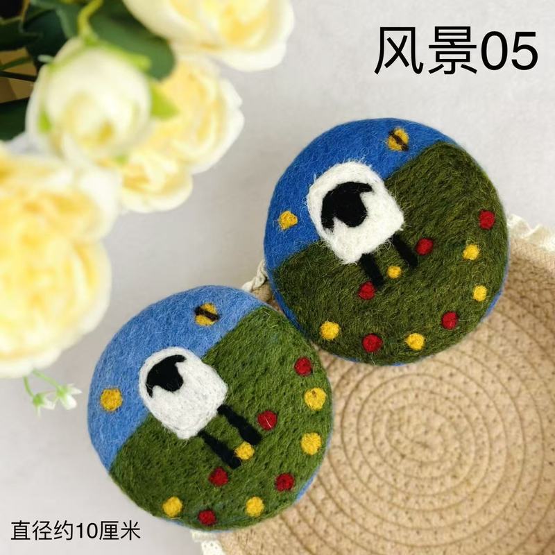 手作りウールフェルトクリエイティブ子羊風景風景絵画コースター断熱パッド装飾イン|undefined