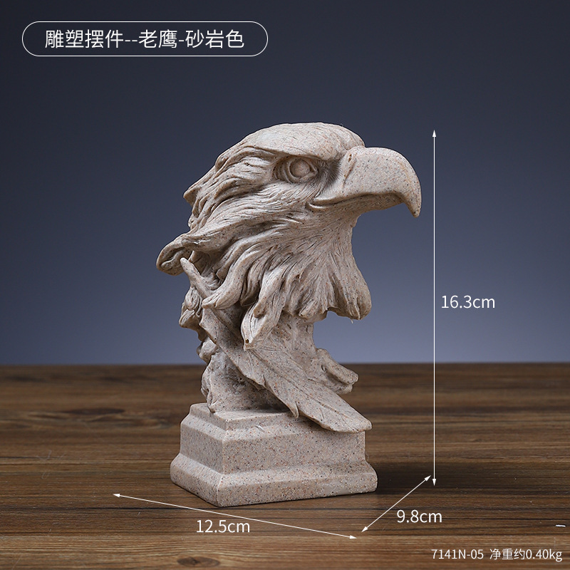Animal Head Resin Ornaments Nordic Lion Eagle Crafts Office Decoration Living Room Entrance Sculpture Decoration