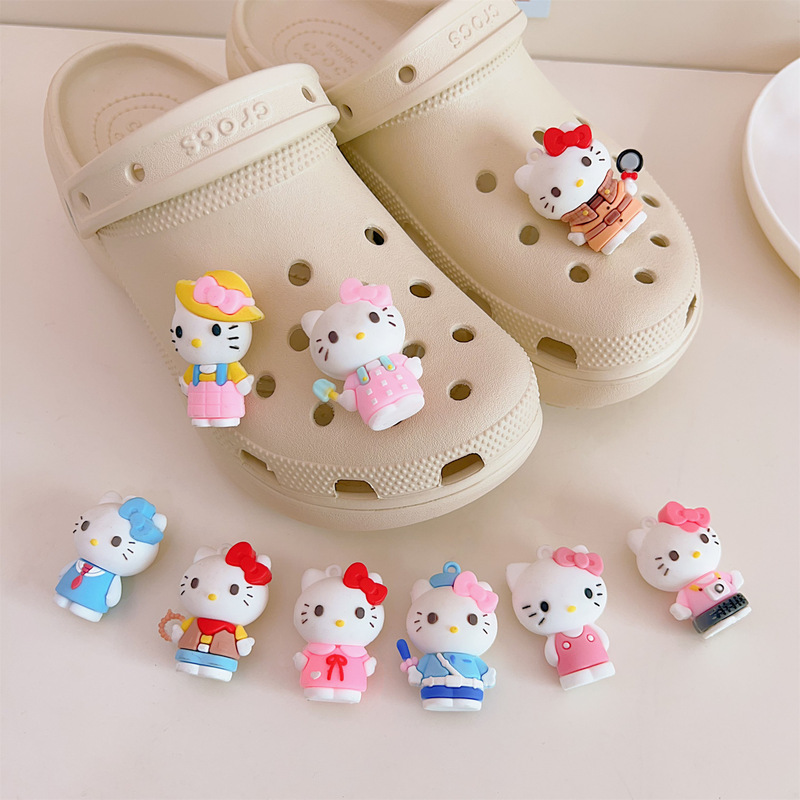 Cave Shoes Accessories Shoe Buckle Accessories Shoe Flower Accessories Removable Cartoon Cute Cyber Celebrant Slippers Shoe Buckle KT Hello Kitty