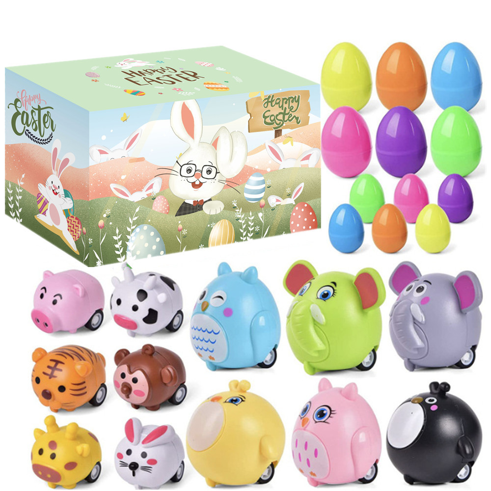Nuevo producto Huevo de Pascua Impresión Pintado Cáscara de Gata Huevo abierto de plástico Regalo de fiesta Juego de juguetes