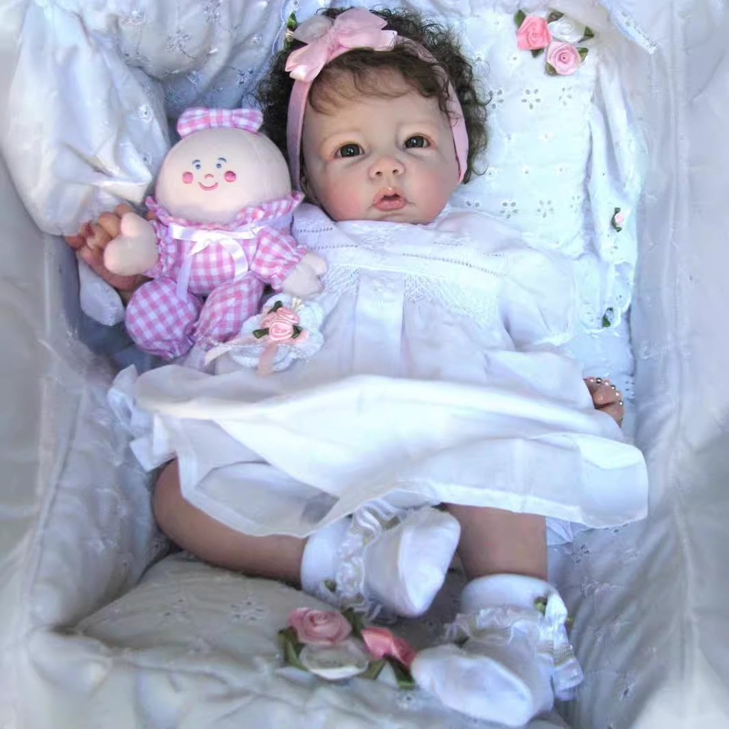Muñeca Reborn de Simulación 20 Pulgadas Algodón PP Piel Pintada 3D Pelo Implantado para Niños