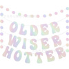 Older Wiser Hotter Fantasy Silver Birthday Birthday Pull Flag Disco Birthday Party Decoration banner