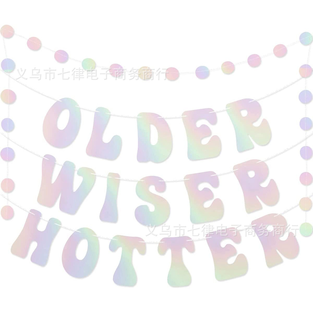 Mayor más sabio más caliente color mágico plata cebolla en polvo cumpleaños tire bandera disco cumpleaños fiesta decoración banner