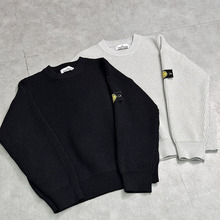 跨境STON石头欧美潮牌基础款罗盘袖章圆领套头针织男女同情侣毛衣