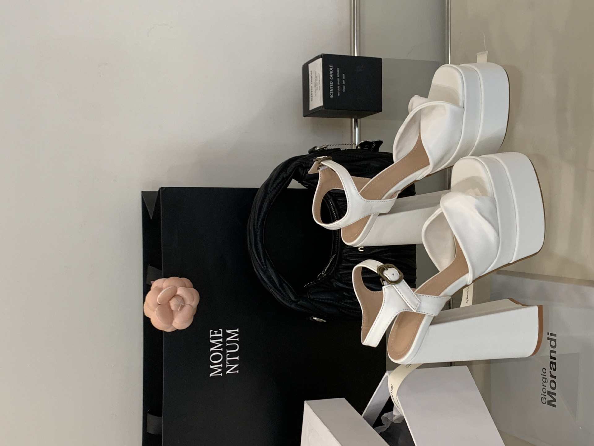 Sandal cao gót nữ quai ngang mũi vuông đế dày chống nước, gót siêu cao 9 cm — Màu đen chi tiết 21