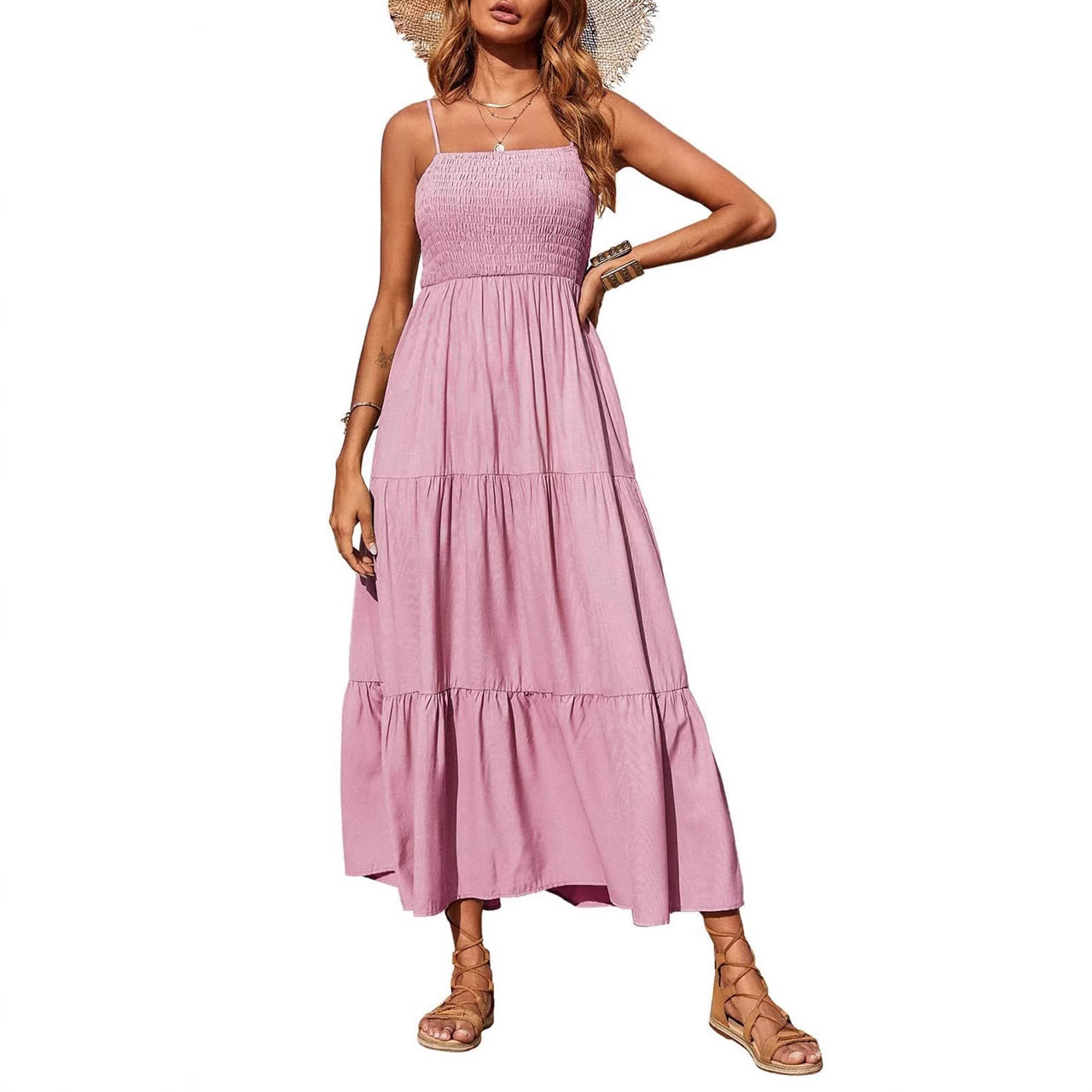 2025 Spring New Cross-Border European And American Women's Fashion Elegant Fashionable Strap Backless Split Dress_ecoleips.com