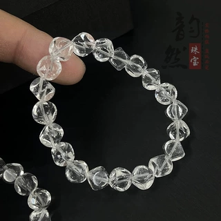 天然白水晶对角孔六方珠子单圈手链 diy手链锁骨项链方糖饰品配珠