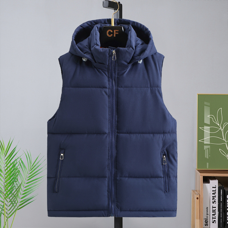 Herren-Baumwollweste mit Kapuze, Herbst-Winter, neuer Modetrend, warme Weste, Freizeitjacke für Männer mittleren Alters und junger Leute_voghion.com
