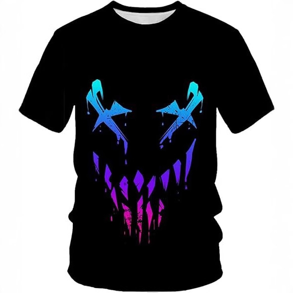 2024 moda 3D impresión digital spot hombres verano calle personalidad suelta manga corta transpirable cuello redondo camiseta