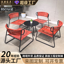 户外铝合金桌椅定制红色复古庭院名宿阳台露天组合家具工厂定制