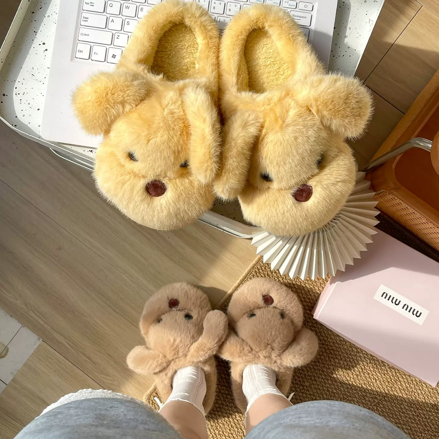 秋冬新款保暖棉鞋女可爱棉拖鞋居家鞋小狗女拖鞋毛绒女鞋雪地靴女