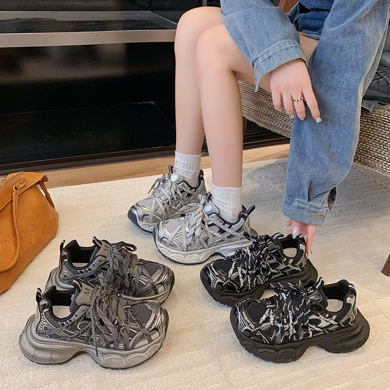 跨境真皮阿甘鞋女2025秋季新款休闲运动跑步鞋女鞋厚底透气老爹鞋|undefined