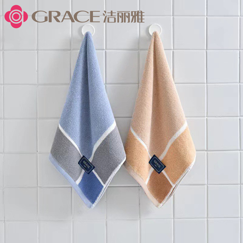 Jielia Towel Cotton Soft Absorbent Plaid Striped Cotton Towel Embroidered Logo Jielia 220055