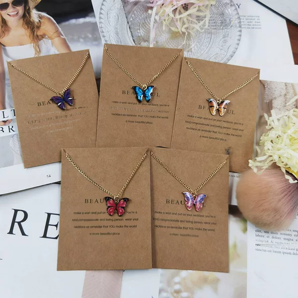 European and American cross-border hot selling bohemian butterfly pendant necklace accessories ins style simple clavicle chain jewelry wholesale