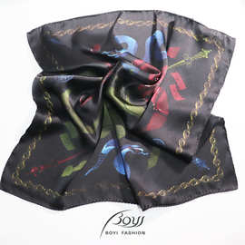 真丝丝巾桑蚕丝方巾女2026新款系脖高级感春秋围巾动物图案