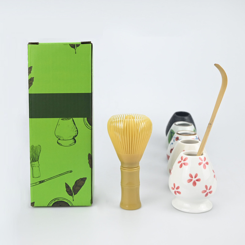 3-Piece Set of Tea Whisk Matcha Frother Mixer Stirring Brush Matcha Brush Plastic Tea Whisk Tea Whisk Stand Tea Set