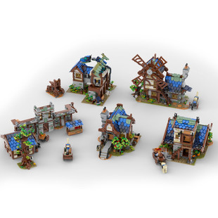 Moc-80029 Medieval Town, House, Windmill, Market 2164 Particle Number, Choose One of Five