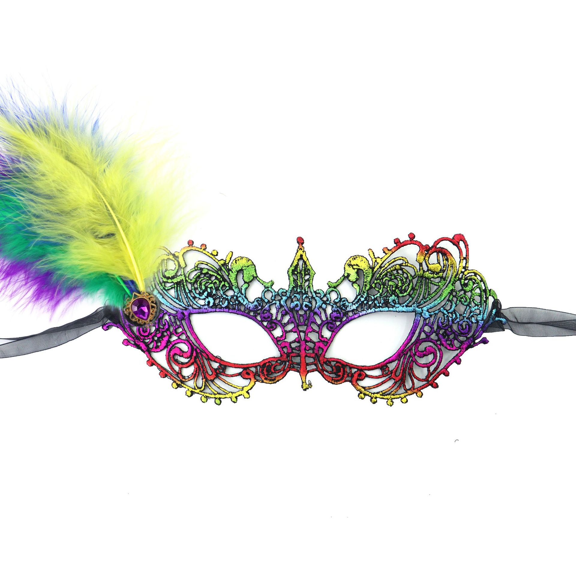 Carnaval máscara de encaje Halloween baile universitario máscara de encaje lateral plumas sexy misterios props de fiesta