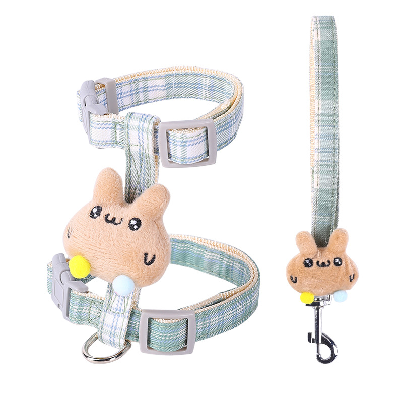 Cuerda de tracción para gatos, cuerda especial para caminar para gatos para evitar el liberarse, cadena de gato en forma de I, correa de gato ajustable, espalda de gato de dibujos animados