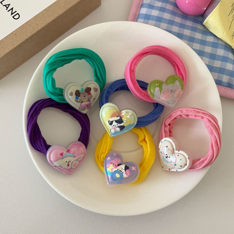 Cartoon Oil Painting Red Panda Heart Hair Band Hair Rope Candy Colorful Towel Ring Head Rope Cute Girl Heart Rubber Band Cartoon Oil Painting Red Panda Heart Hair Band Hair Rope Candy Colorful Towel Ring Head Rope Cute Girl Heart Rubber Band