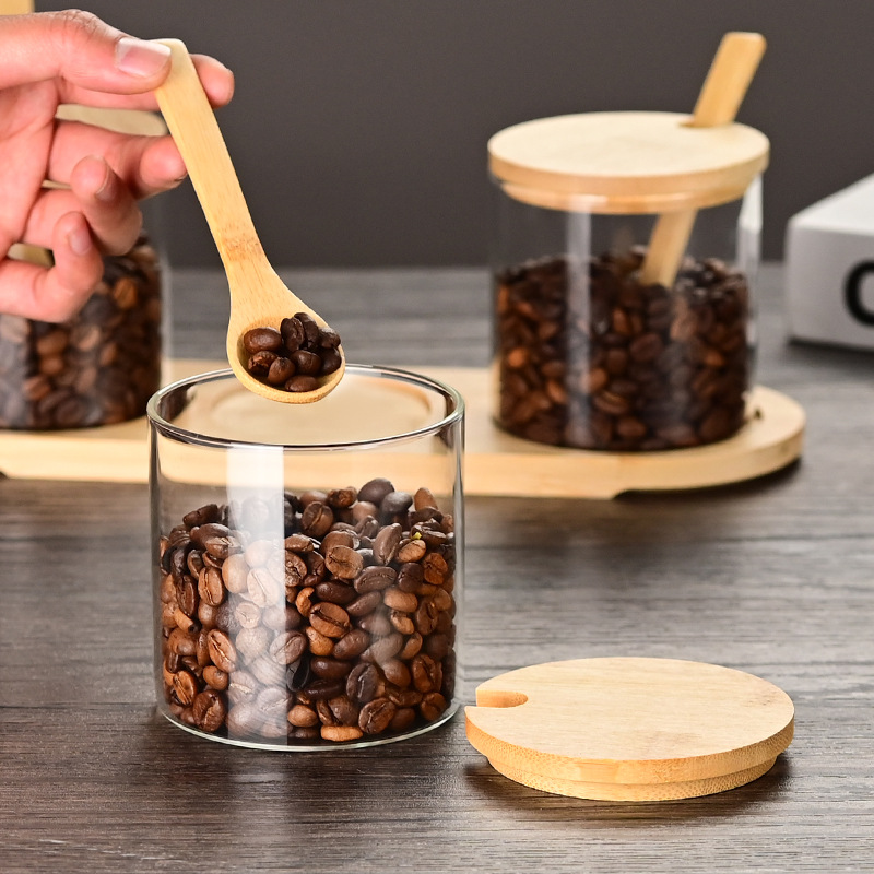 Latas de almacenamiento de vidrio con alto contenido de borosilicato, té perfumado, granos de café, latas a prueba de humedad, latas selladas especiales de cocina de alto valor con tapa