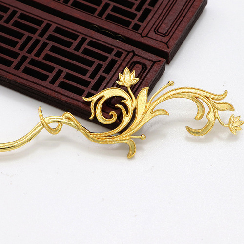 Hairpin antique gold-plated retro palace hair accessories hairpin hairpin step rocking cloud hairpin Hanfu Hanfu light luxury ethnic style