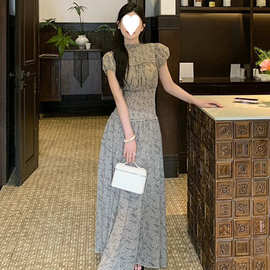 原版做法有内里法式高级感韩版御姐风时尚短袖连衣裙设计温柔长裙