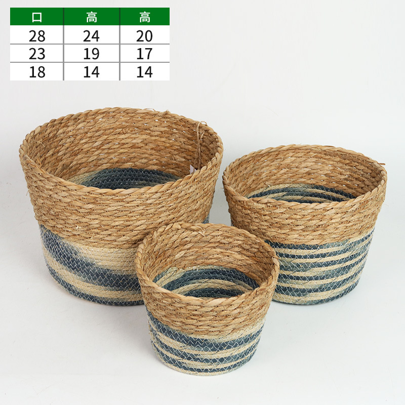 Maceta de Hierba Tejida a Mano Decorativa para Interior y Balcón
