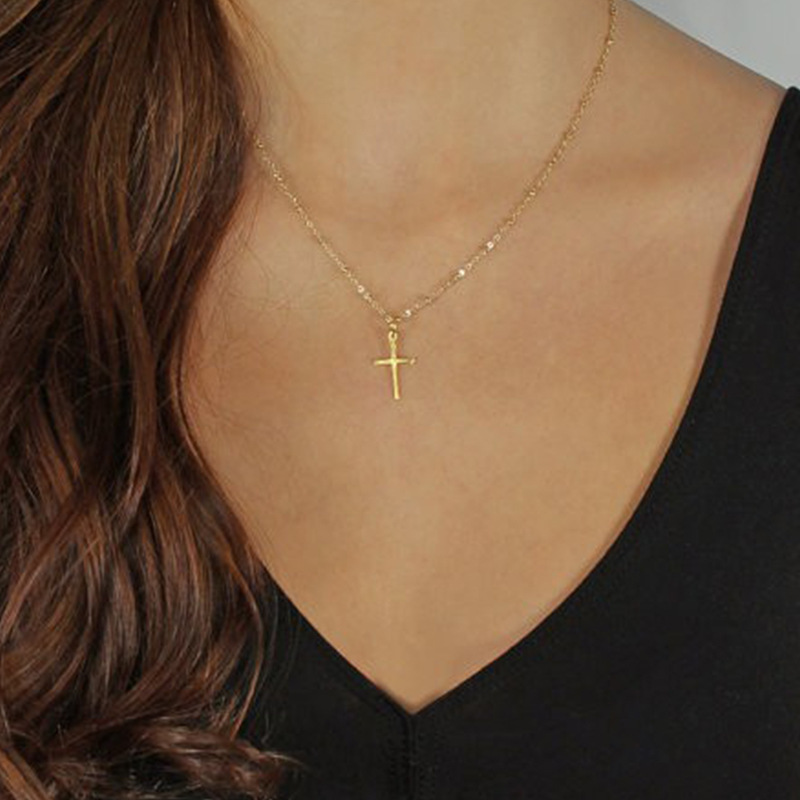 9g Weight Necklace Classification 1 Piece Quantity 1 Piece Fashion Cross Alloy Plating Women's Necklace