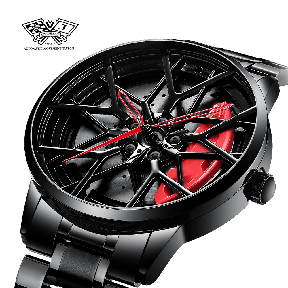 Svj reloj hombres importados original movimiento rueda cubo reloj hueco tridimensional freno disco impermeable forjado modificado impermeable