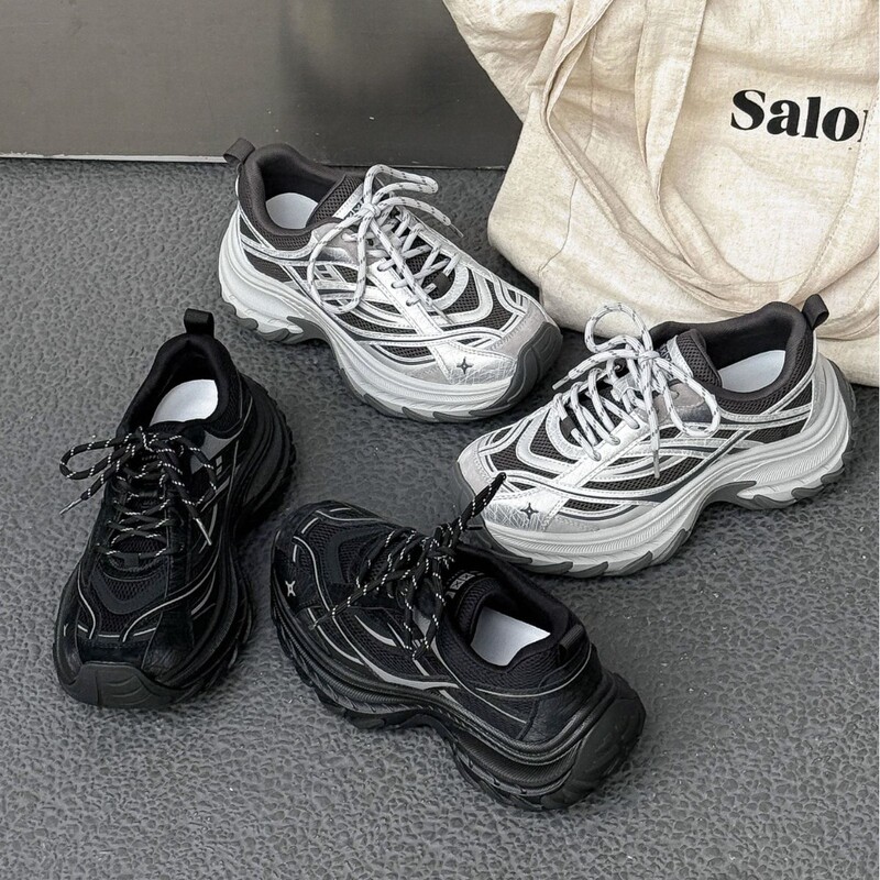 Retro-style thick-soled dad shoes for women, 2026 autumn new sports casual shoes, height-increasing, versatile, breathable mesh running shoes