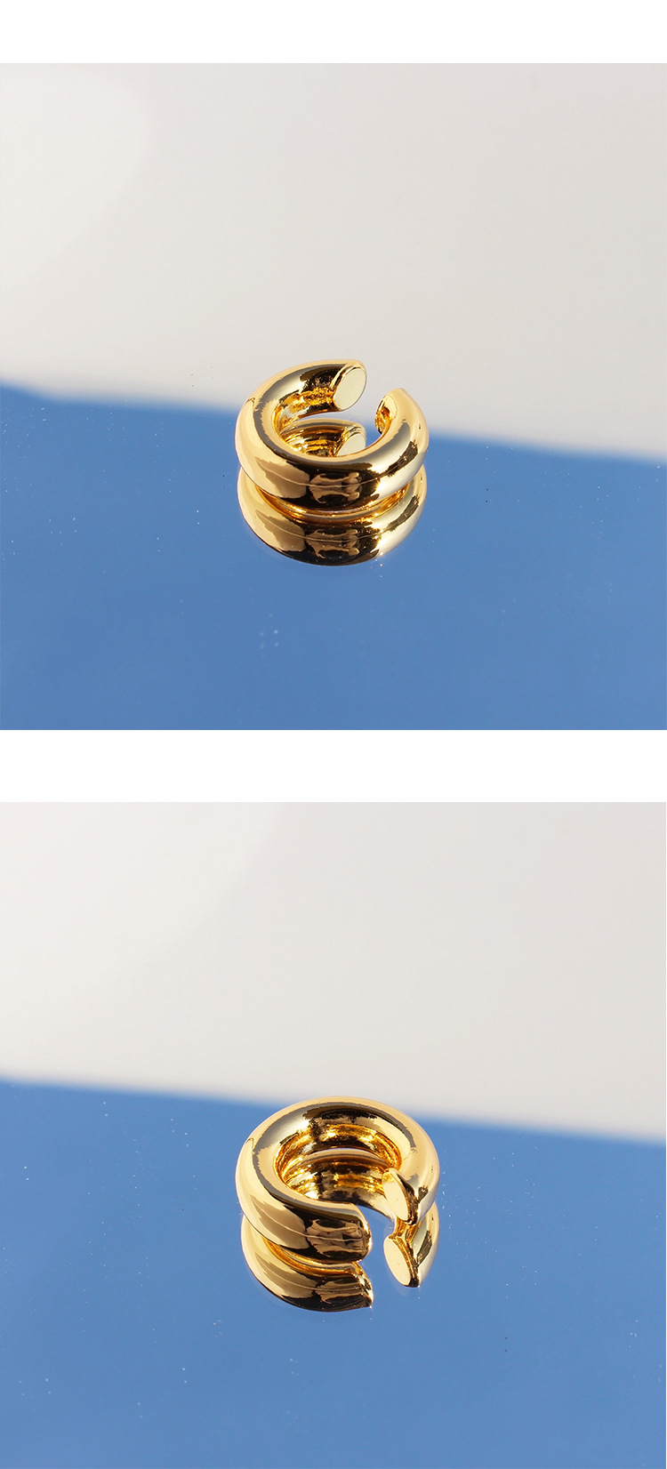 6g Weight 18K Gold Plated Plating Material Ear Cuffs Classification 1 Pair Quantity Holiday, Daily Occasion 1 Pair Simple Style Classic Style Solid Color Plating Brass 18K Gold Plated Ear Cuffs
