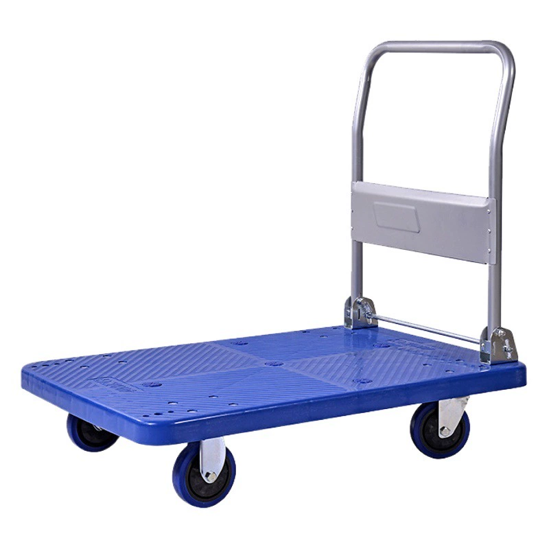 Пластиковая тележка, платформенная тележка, ручная тележка, складная тележка для переезда, бесшумная складская тележка для грузов, может использоваться для доставки.