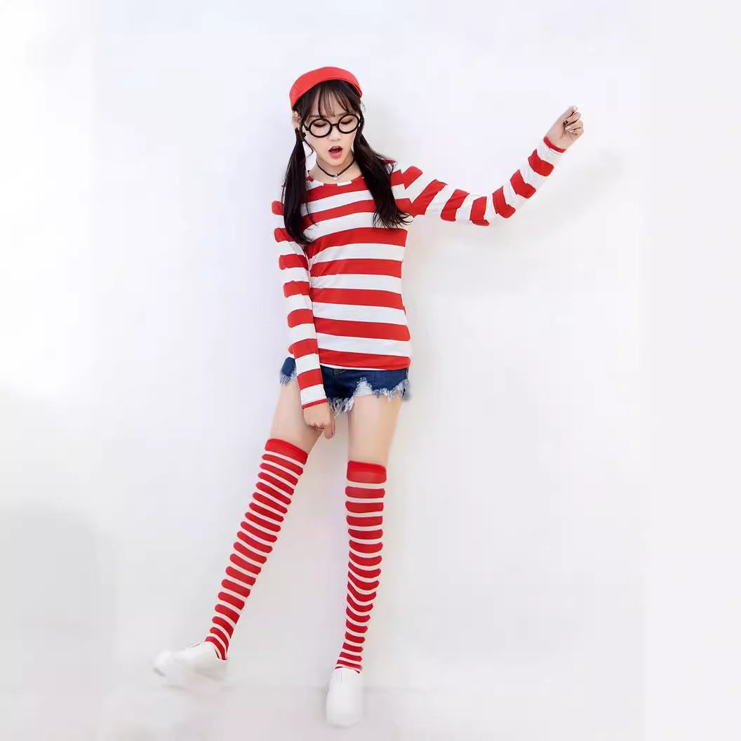Disfraz de Halloween para padres e hijos Smart Wally Where Wally British Anime Disfraz de pareja de cosplay