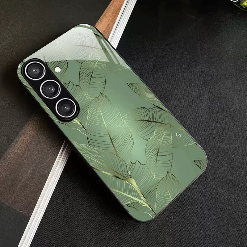 Trendy Brand Green Luxurious Banana Leaf High-Transparency Glass Case Samsung S24 Fe Phone Case S25 Ultra Glass Cover Trendy Brand Green Luxurious Banana Leaf High-Transparency Glass Case Samsung S24 Fe Phone Case S25 Ultra Glass Cover