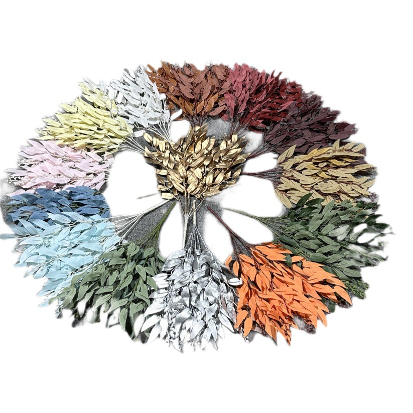 Hojas de simulación de hoja de Sauce de cinco tenedores boda sala de boda simulación planta seda impresión tela fábrica al por mayor entrega transfronteriza