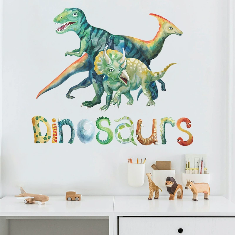 full wall stickers 3D cartoon dinosaur group children bedroom kindergarten home wall background decoration stickers room decoration wall decals flower decals