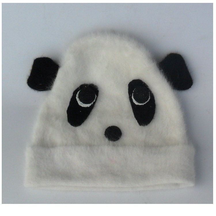 新款冬帽毛保暖运动滑雪溜冰防护动物兔毛帽可熊猫设计墩实墩厚
