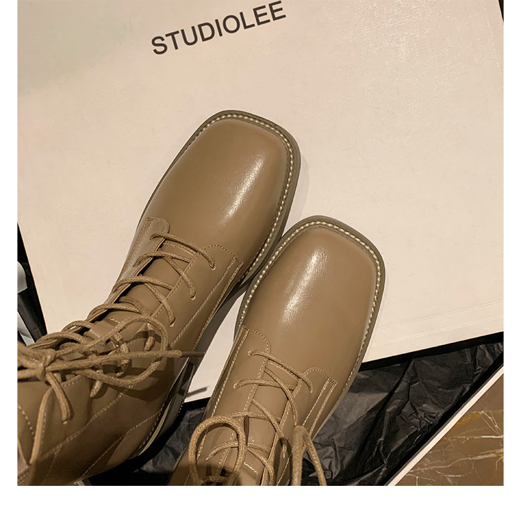 Women's Square Toe Ankle Boots With Thick Heels Martin Style_voghion.com