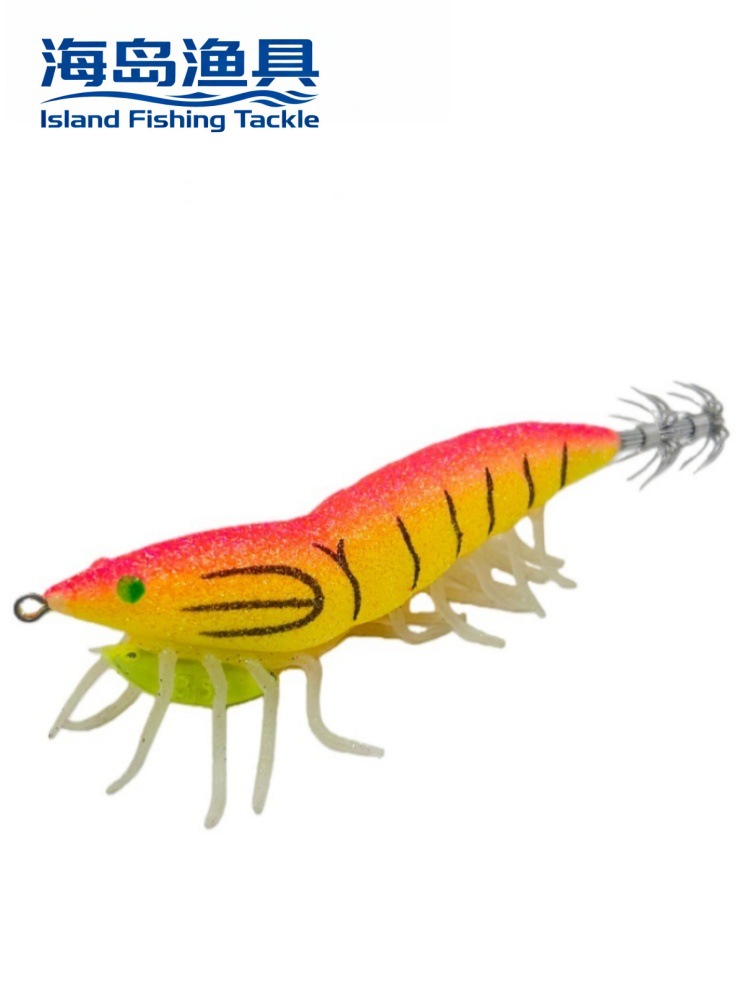 Wholesale wooden shrimp fake bait Luya bottom fishing bait soft foot shrimp bait with ringing bead root fishing trolling bass soft bait 4