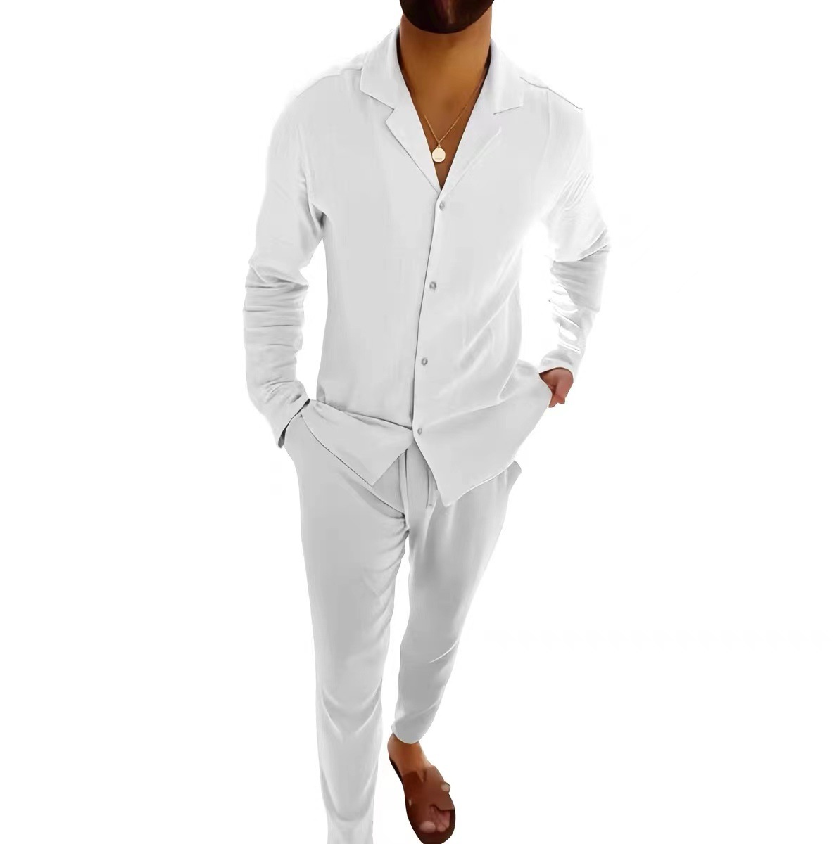 New casual suit spring and autumn fashion sleeved long pants two-piece cardigan set for men's wear_voghion.com