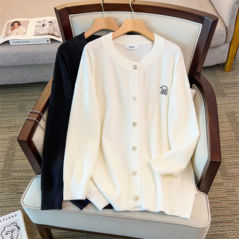 200/ 150kg Plus size women's clothing for plus-size ladies, bust size 150/160, loose cardigan knit 175kg -8049