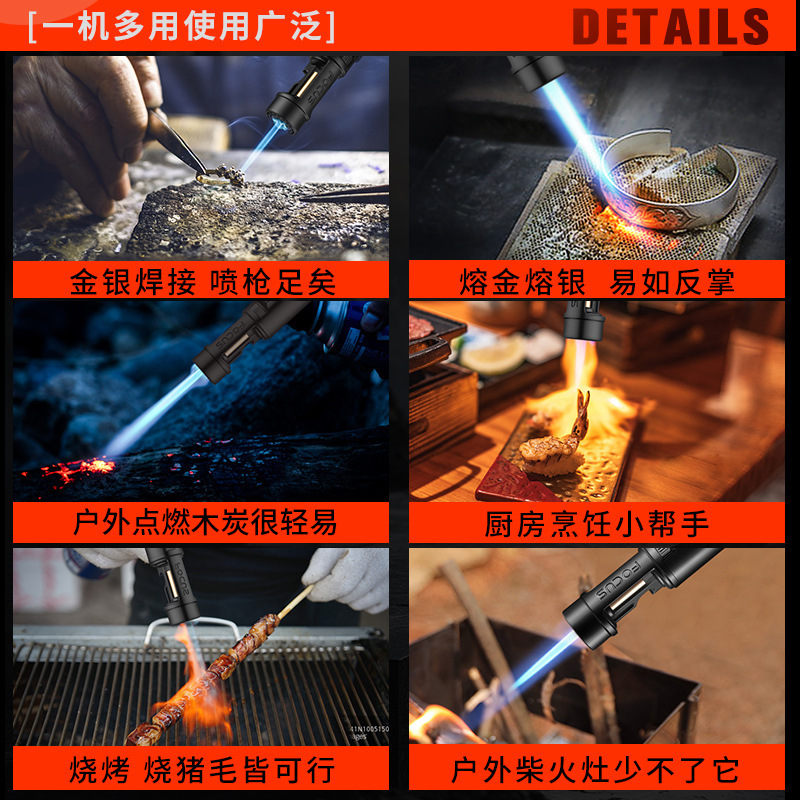 Encendedor creativo pistola llama grande, a prueba viento, abridor botellas, diseño directo rojo.